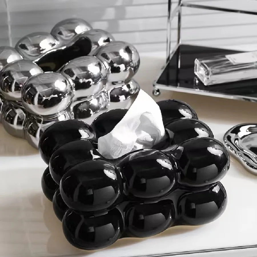 Ceramic Tissue Box Cotton Candy Drawer Napkin Carton Paper Towel Holder Drawer Tray Household Storage Dining Table Tissue Box